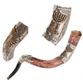 Silver plated shofar Jerusalem mouthpiece detail, smooth start